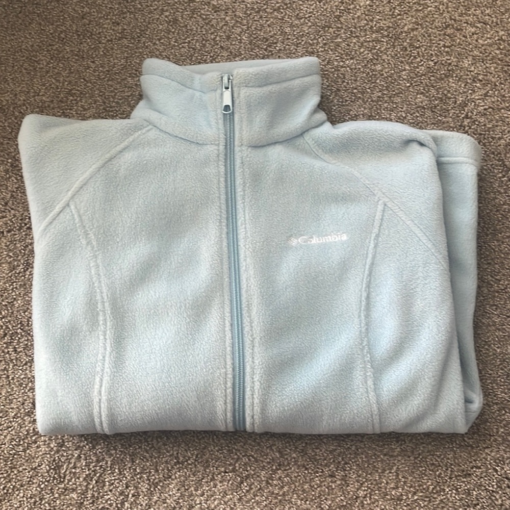 Womens Columbia fleece zip up jacket in sky blue size S